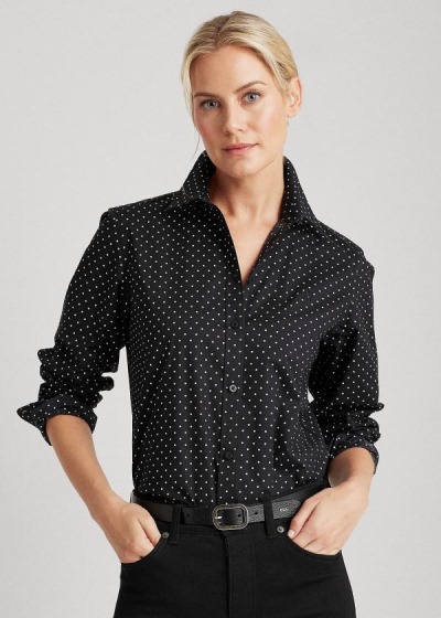 Camisa Ralph Lauren Mujer Negros / Creme - Easy Care Polka-Dot - NUKBZ2185